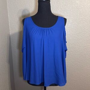 Lush Royal Blue Cold Shoulder Blouse